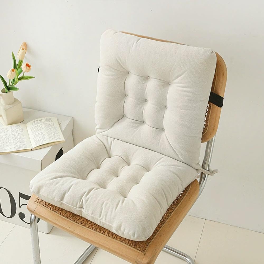 Desk Chair Cushion with Ties Office Seat Cushion Non-Slip Comfort Soft Dorm Seat Pad with Back Support for Dorm, Desk, Dining Chair, Floor Sitting