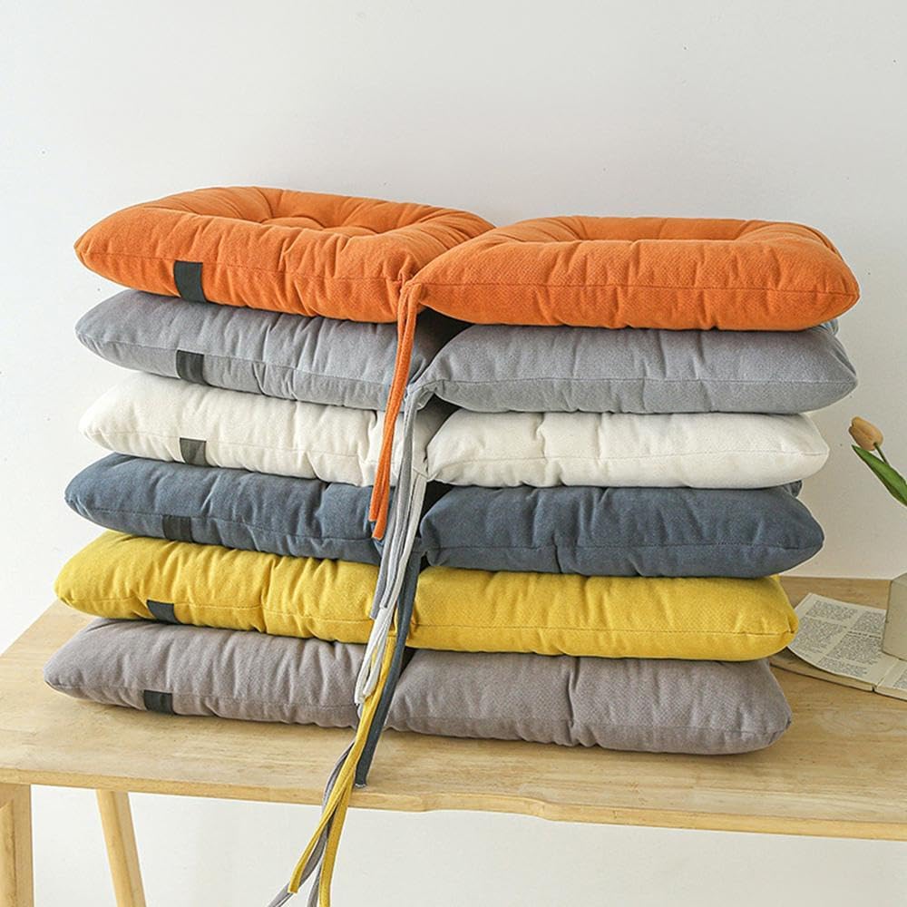 Desk Chair Cushion with Ties Office Seat Cushion Non-Slip Comfort Soft Dorm Seat Pad with Back Support for Dorm, Desk, Dining Chair, Floor Sitting