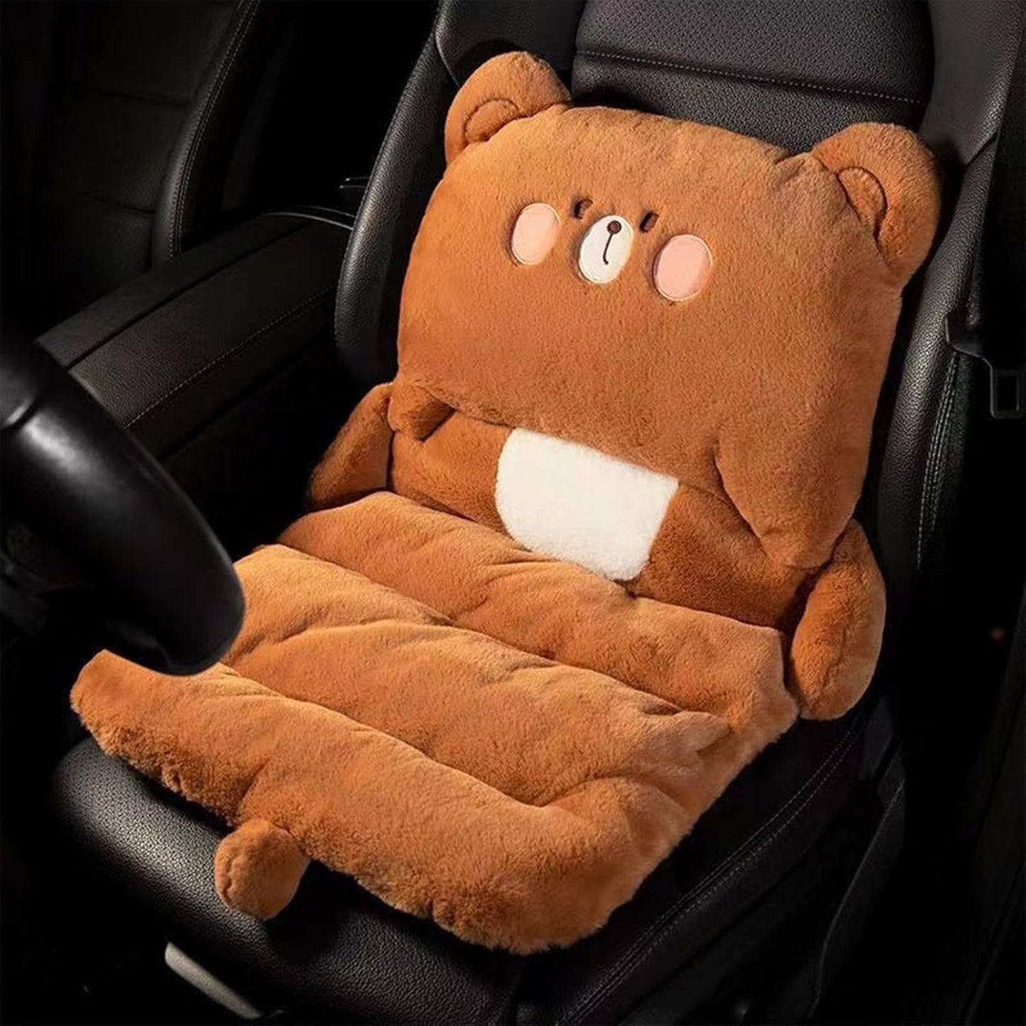 Cute Seat Cushion - Stable Car Lumbar Support Cushion, Adorable Cartoon Chair Cushion Integrated Design Cute Chair Cushion, Anti Slip Plush Car Seat Cushion for Chair Car Patio Wheelchair
