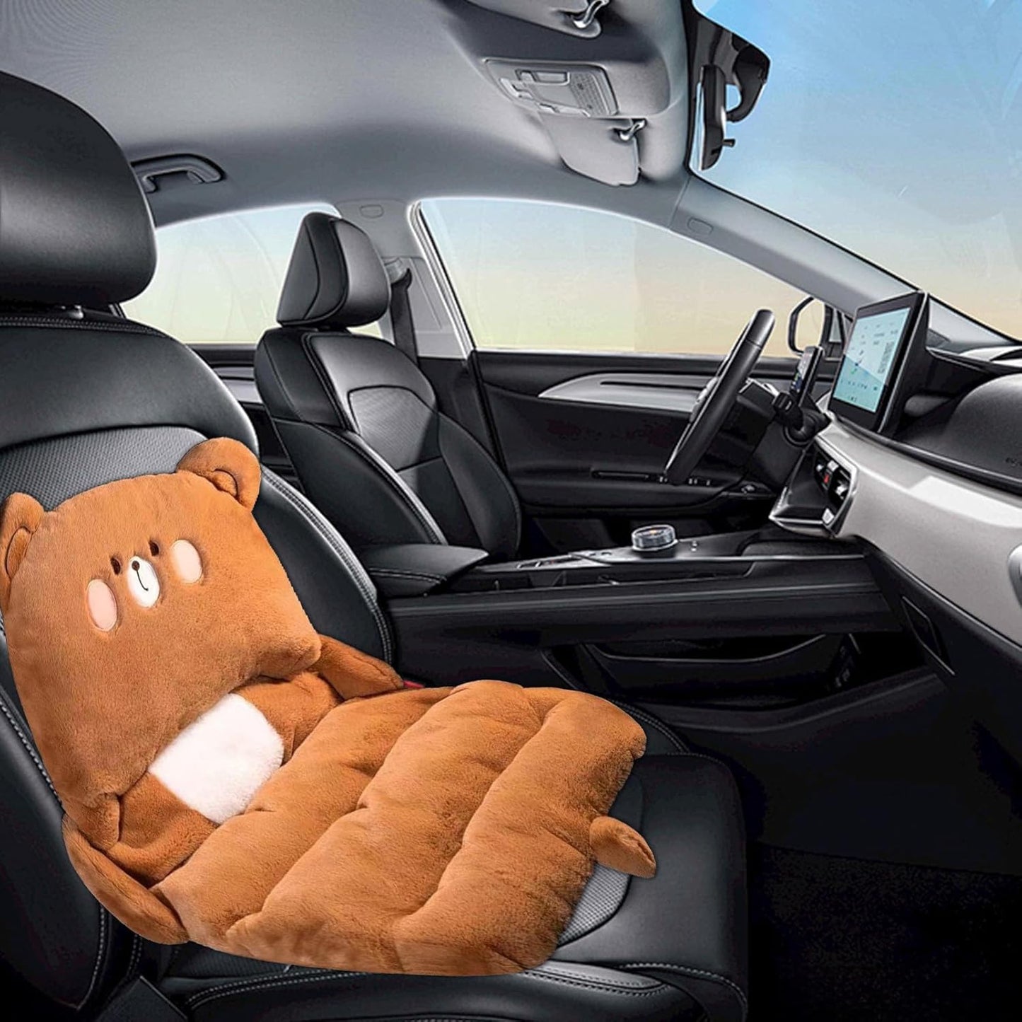 Cute Seat Cushion - Stable Car Lumbar Support Cushion, Adorable Cartoon Chair Cushion Integrated Design Cute Chair Cushion, Anti Slip Plush Car Seat Cushion for Chair Car Patio Wheelchair