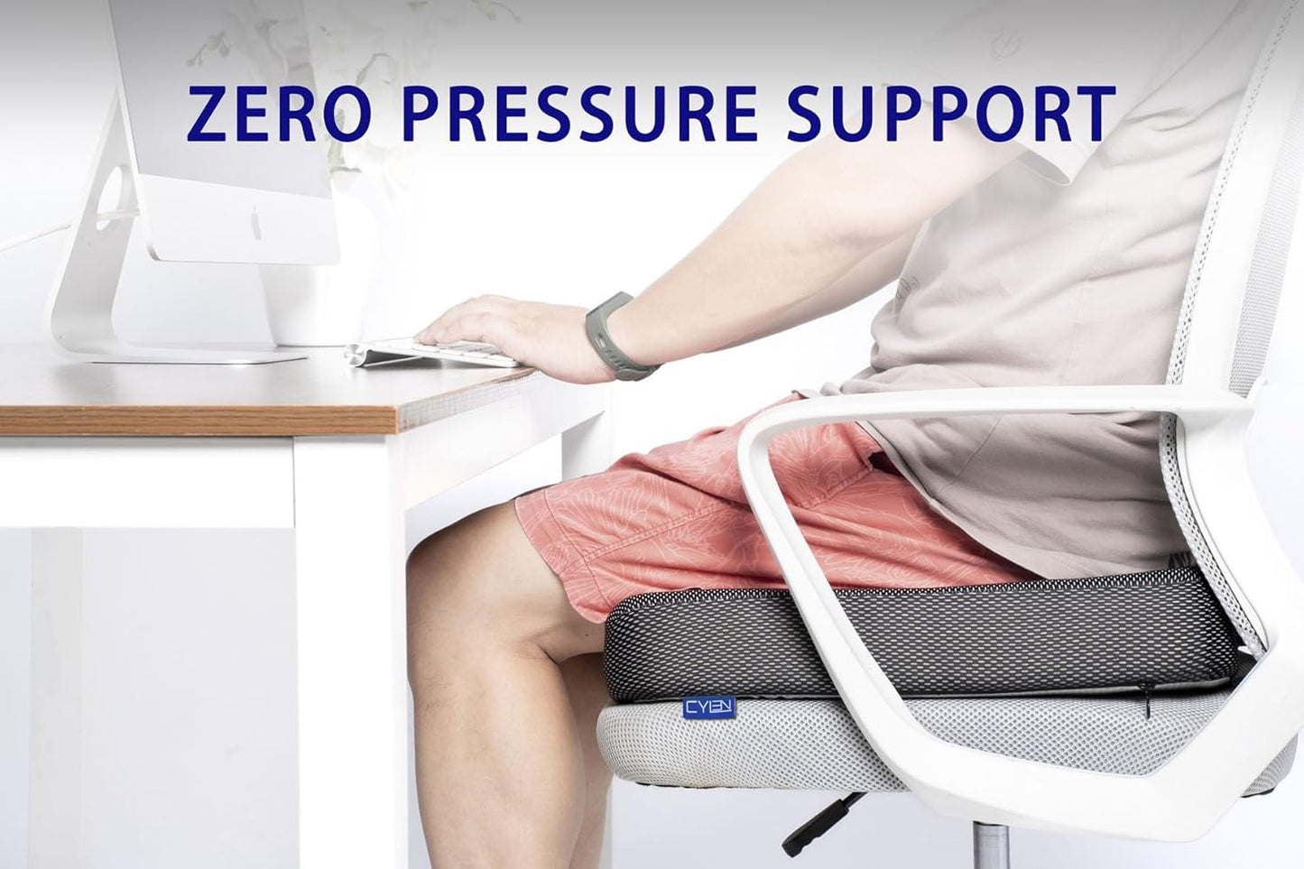 CYLEN Ifoam Gel Infused Memory Foam Layer Wheelchair Cushion - Seat Cushion for Wheelchair-Office Chair, Kitchen Chair, Car Seats-Pressure Sore and Tailbone Pain Relief-High Dense Polyfoam Base(Black)