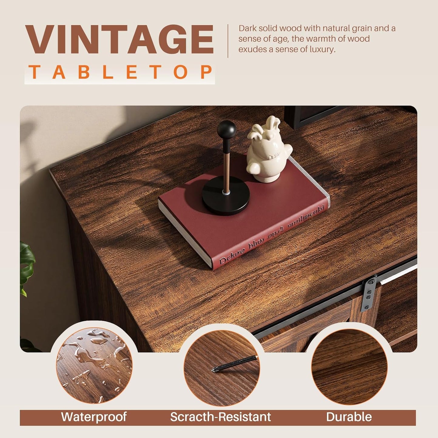 Sweetcrispy Farmhouse TV Stand 65 Inch for Living Room Bedroom Brown, Tall Entertainment Center with Storage Shelves, Media Console Cabinet with Wood Board, 300 LBS Capacity and Sliding Barn Door