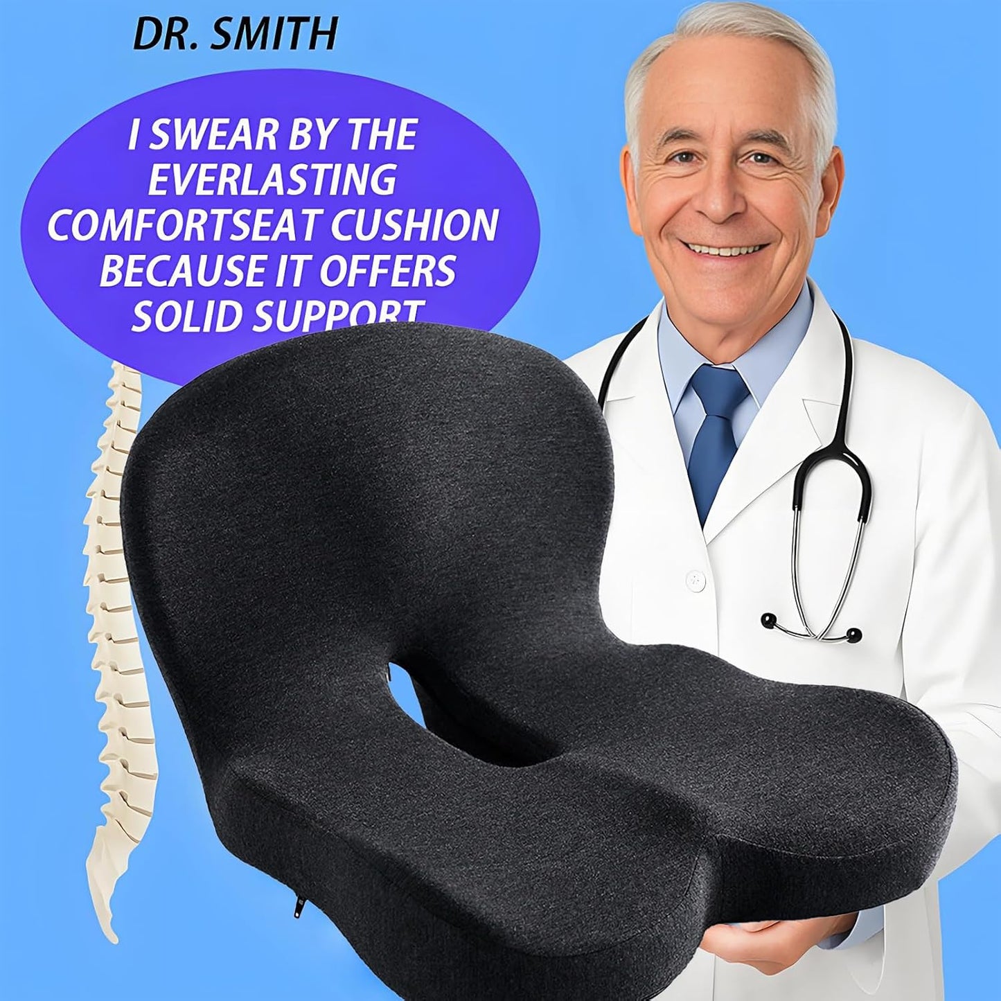 Memory Foam L-Shaped Integrated Seat Cushion for Office Chair, Truck&Car Ergonomic Driver Seat Cushion for Back, Lower Back & Tailbone Support for Truck Driver&Long Driving (Black)