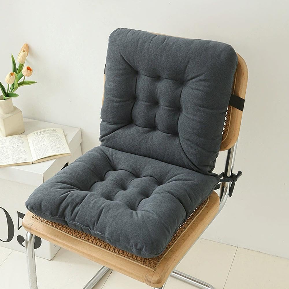 Desk Chair Cushion with Ties Office Seat Cushion Non-Slip Comfort Soft Dorm Seat Pad with Back Support for Dorm, Desk, Dining Chair, Floor Sitting