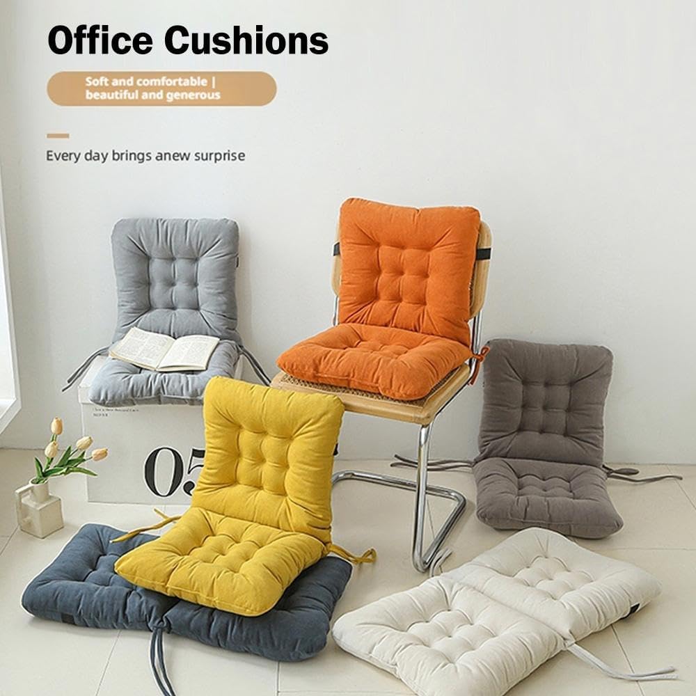 Desk Chair Cushion with Ties Office Seat Cushion Non-Slip Comfort Soft Dorm Seat Pad with Back Support for Dorm, Desk, Dining Chair, Floor Sitting