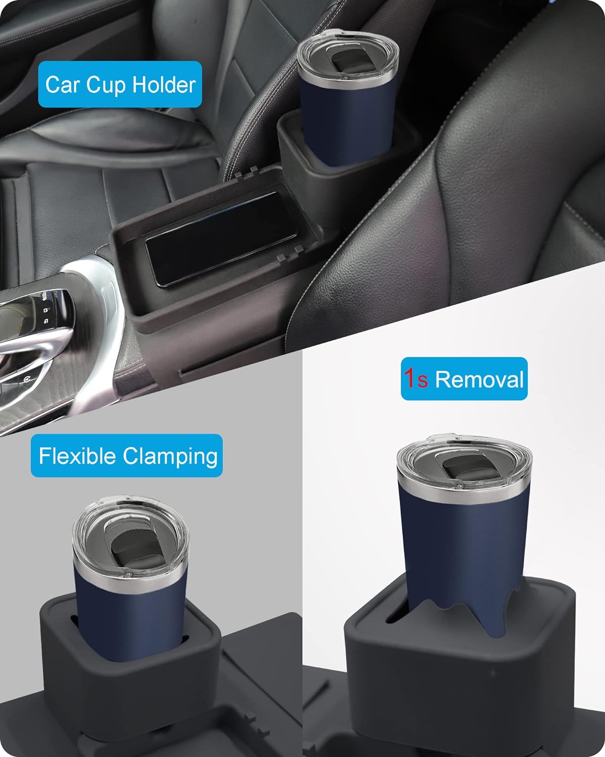 Silicone Couch Cup Holder, VIENFUT Anti-Spill Anti-Slip Sofa Armrest Tray BPA-Free, Dirt-Resistant Silicone Couch Arm Tray for Remote, Snacks, Cellphone and iPad, Gift for Family, Friend (Black)