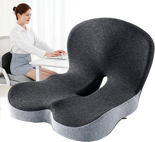 Memory Foam L-Shaped Integrated Seat Cushions, Ergonomic Memory Foam Non Slip Seat with Back Support, Comfort Car Seat Cushion with Lumbar Support Quick Pain Relief for Car & Office (Gray)