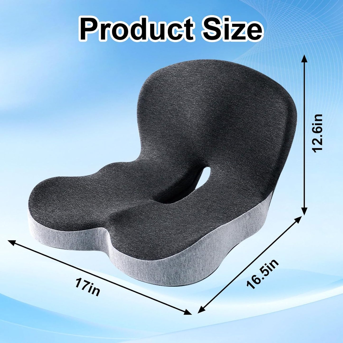 Memory Foam L-Shaped Integrated Seat Cushions, Ergonomic Memory Foam Non Slip Seat with Back Support, Comfort Car Seat Cushion with Lumbar Support Quick Pain Relief for Car & Office (Gray)