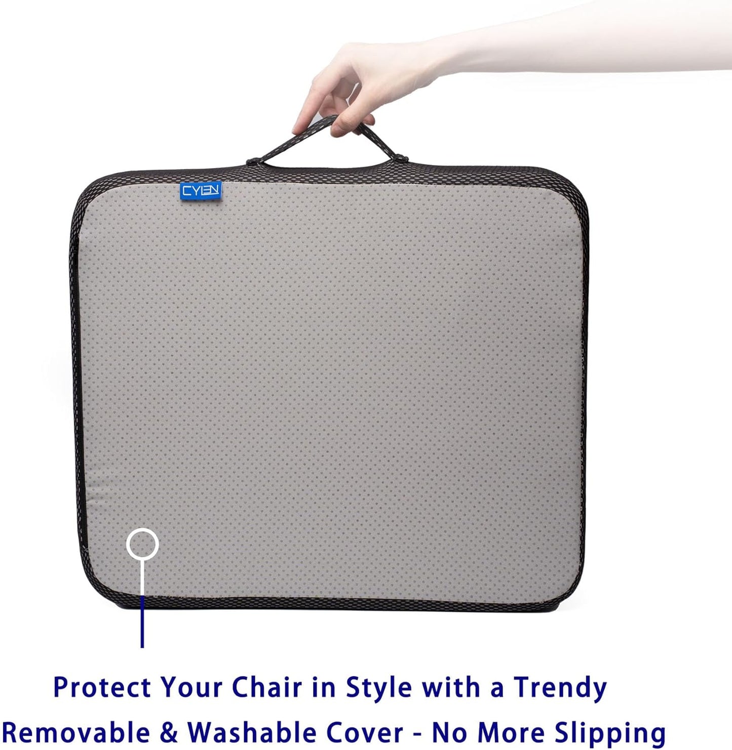 CYLEN Ifoam Gel Infused Memory Foam Layer Wheelchair Cushion - Seat Cushion for Wheelchair-Office Chair, Kitchen Chair, Car Seats-Pressure Sore and Tailbone Pain Relief-High Dense Polyfoam Base(Black)