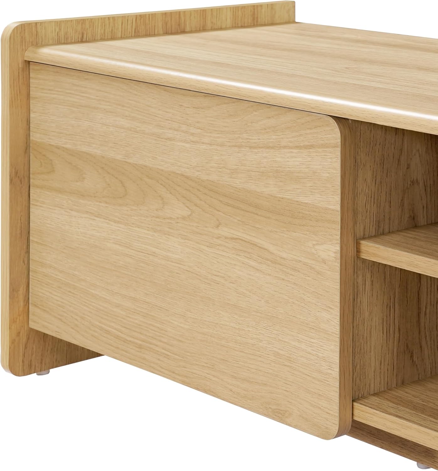 LuxenHome TV Stand for Living Room up to 80'' TVs, 70'' Wide Mid-Century Modern TV Console Cabinet with Rounded Corners, Wood Low Media Console Entertainment Center with Storage for Entryway